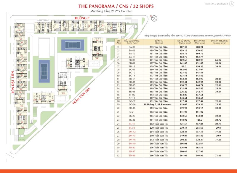 Shophouse gồm tầng hầm + tầng 1+2+ sân vườn dự án The Panorama